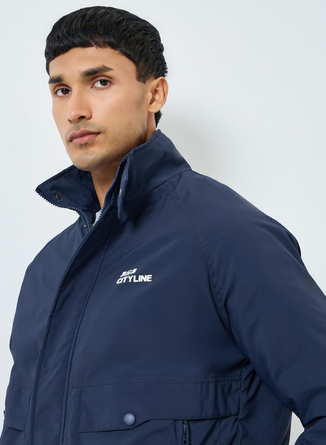 Styli Men Navy Solid Zip-Up Regular Jacket - Image 1